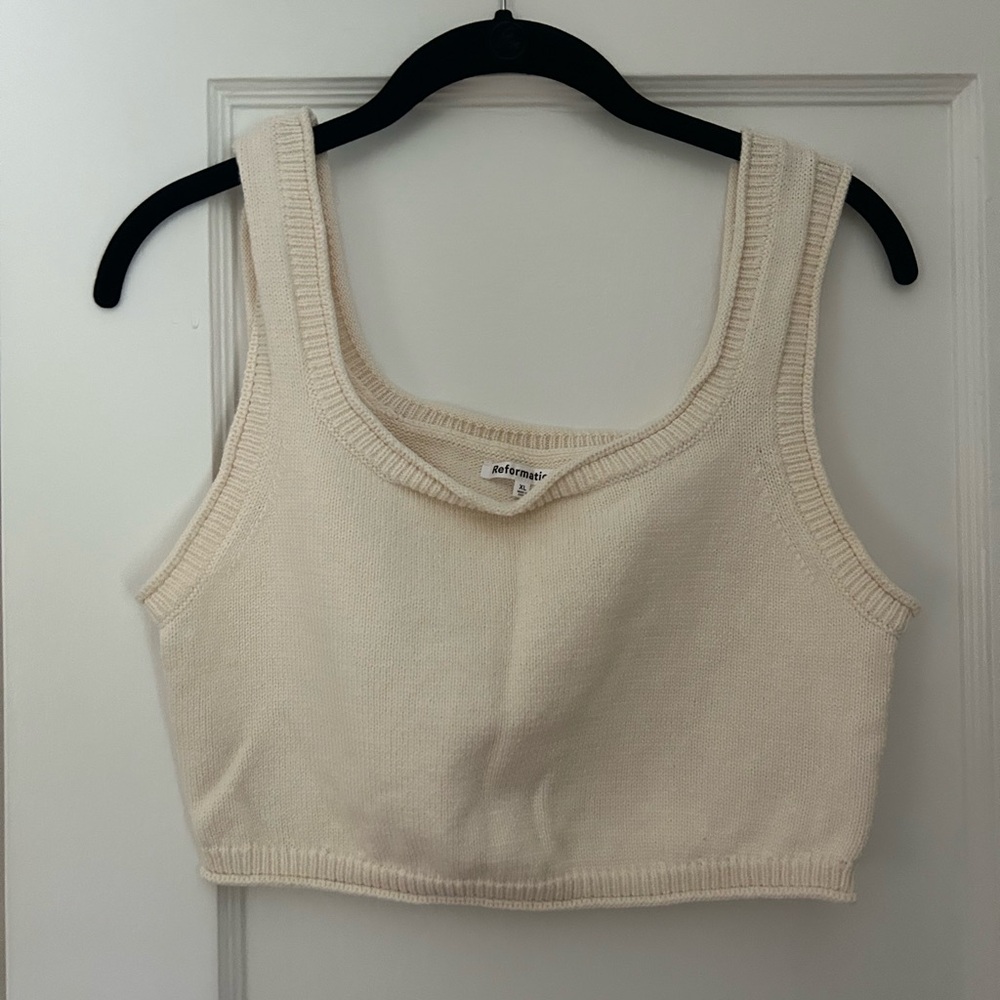 Reformation Cream Knit Crop Tank